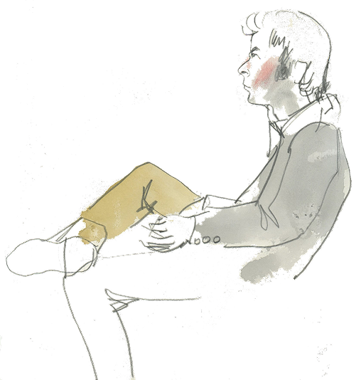 Illustration of a staff member sitting at the BBC