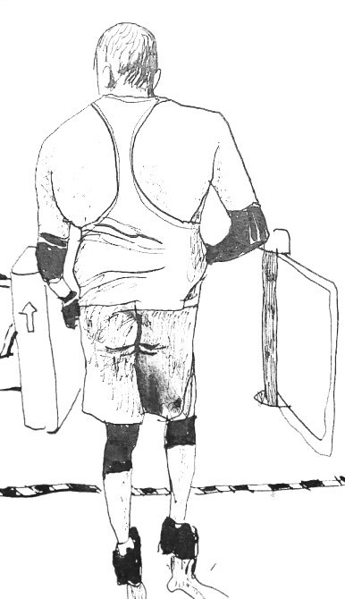 Illustration of a man walking through gym turnstiles