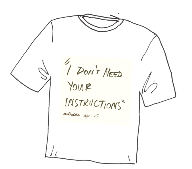 Illustration of a t-shirt with writing on it